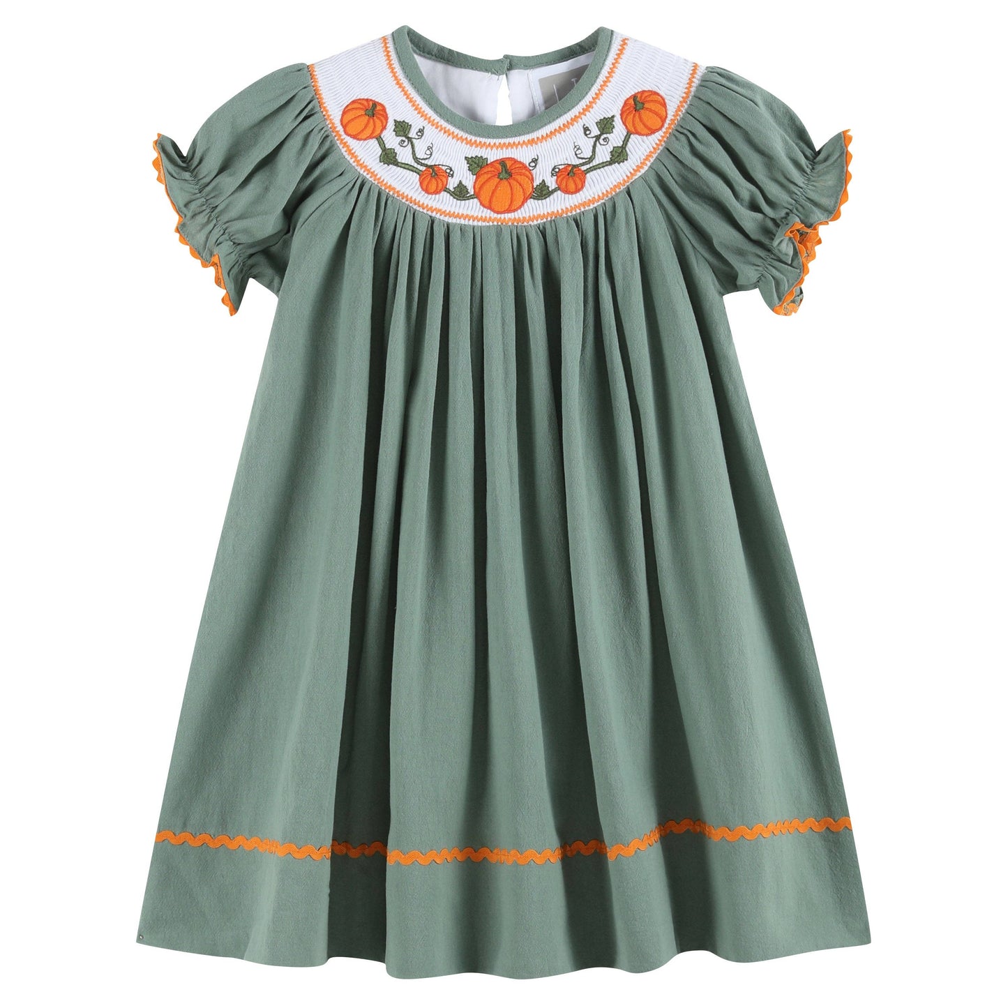 Sage Pumpkin Smocked Dress