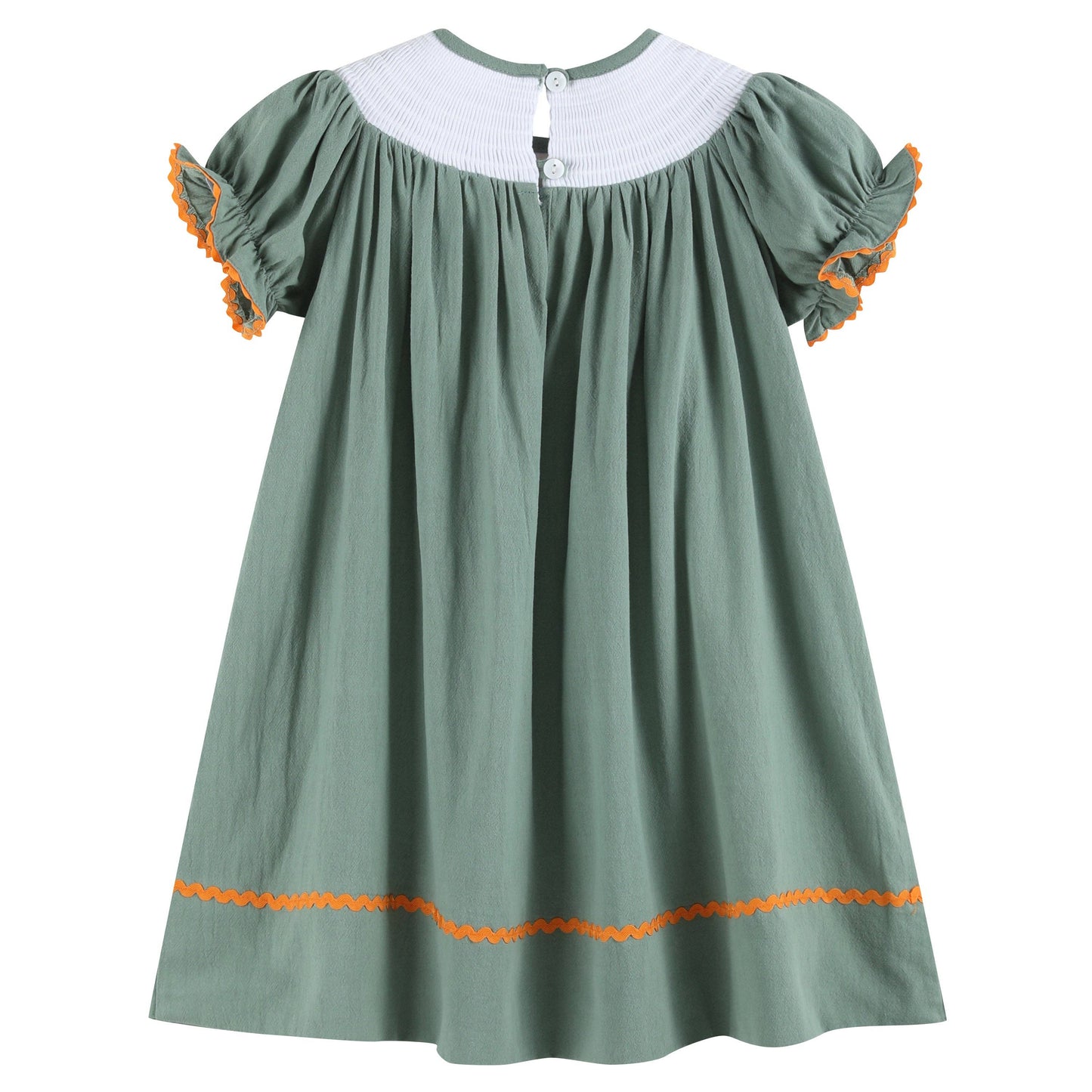 Sage Pumpkin Smocked Dress