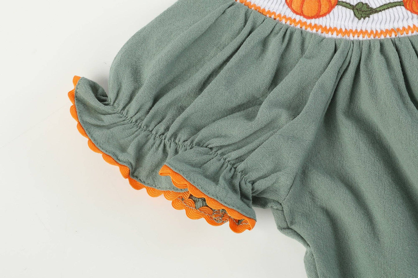 Sage Pumpkin Smocked Dress
