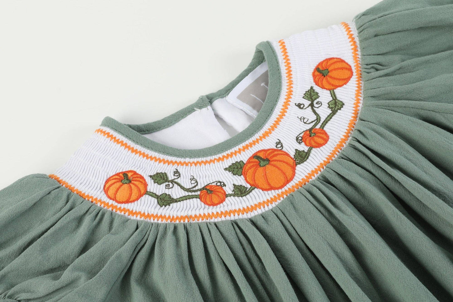 Sage Pumpkin Smocked Dress