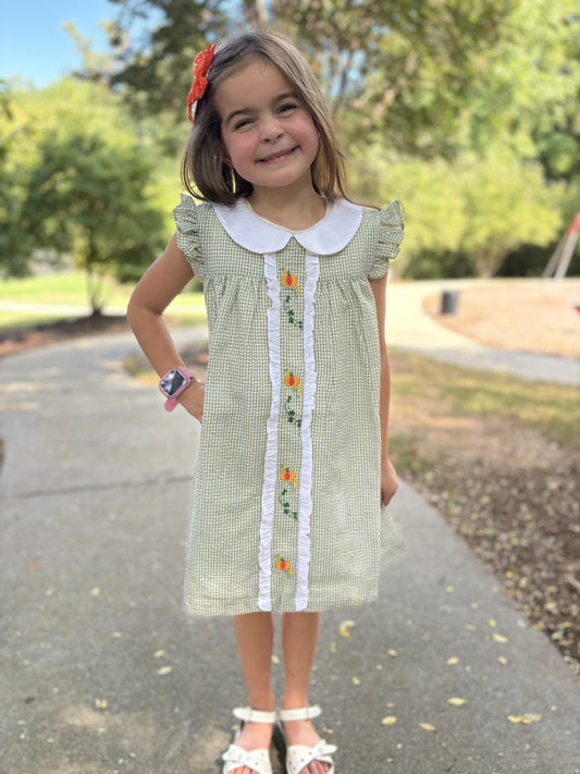 Piper Pumpkin Gingham Dress