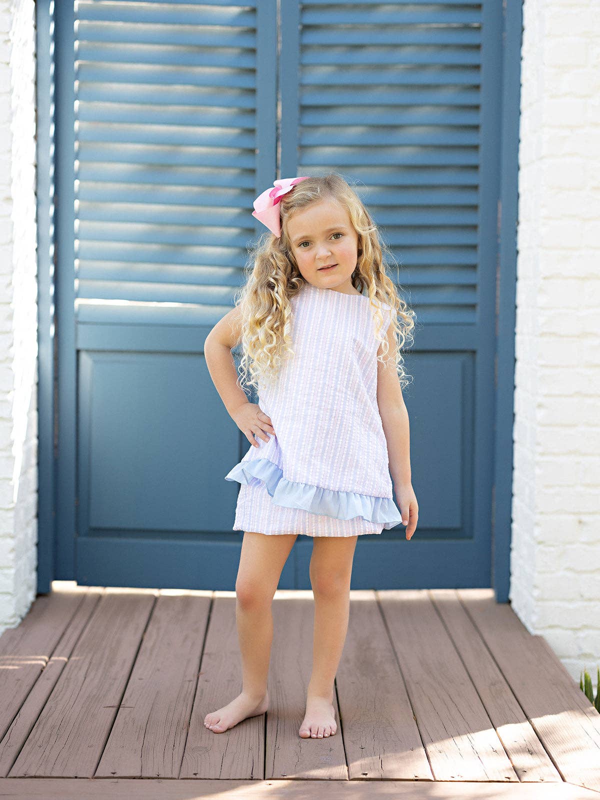 Blakely Pink Striped Bloomer Set